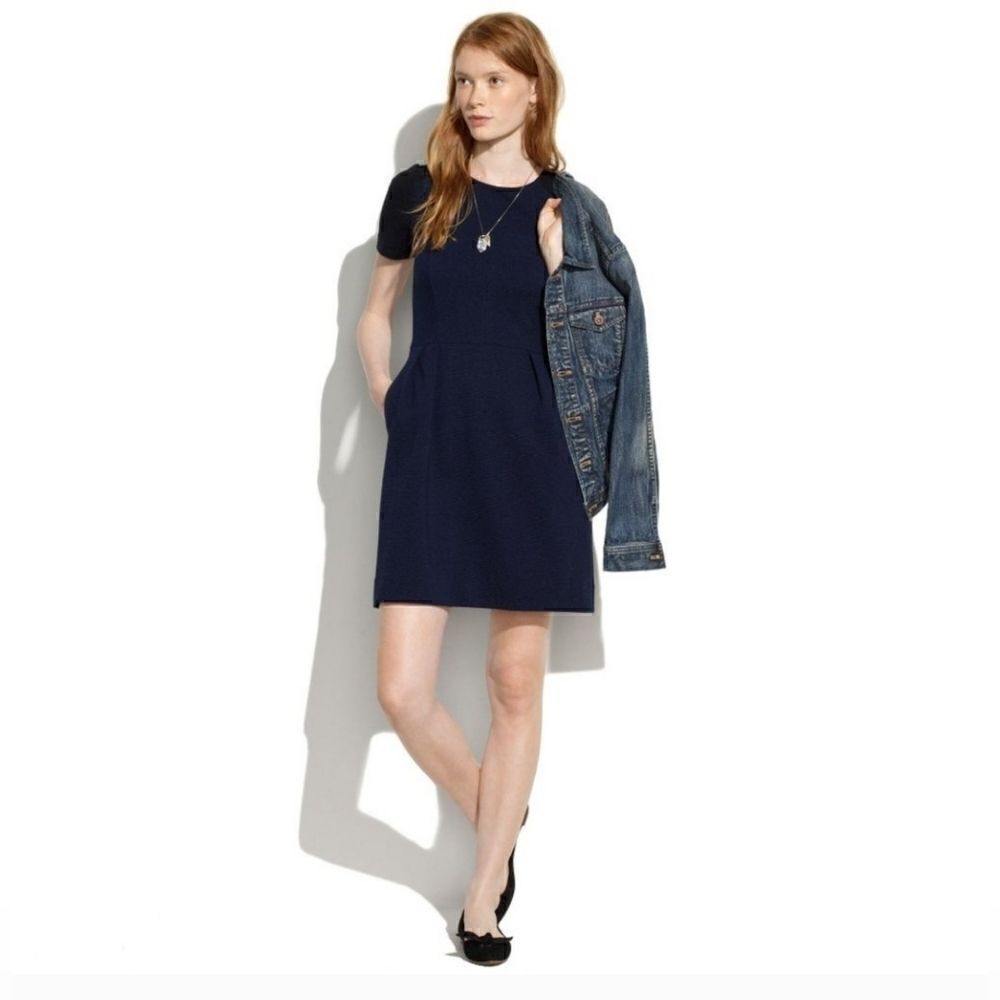 Madewell Black Blue Ponte Colorblock Mini Dress Size 6